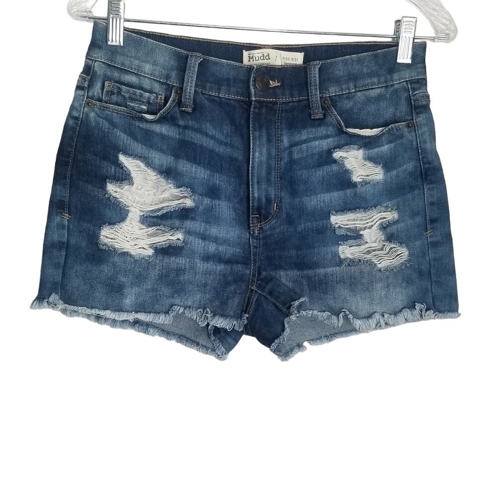 Mudd Women's High Rise Shortie Denim Cut Off Shorts, Size 7